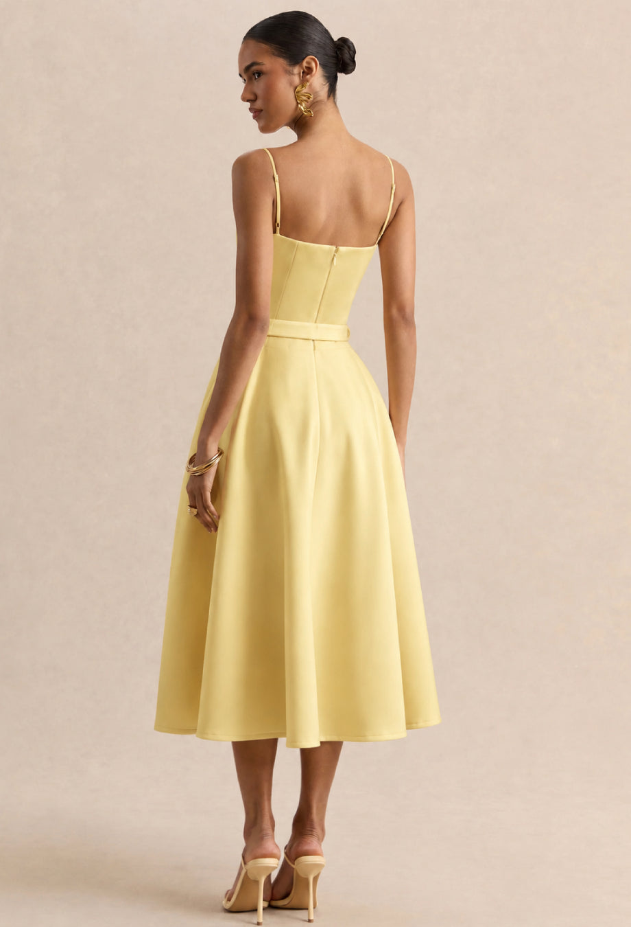 Mademoiselle Square Neck Midi Dress Butter Yellow