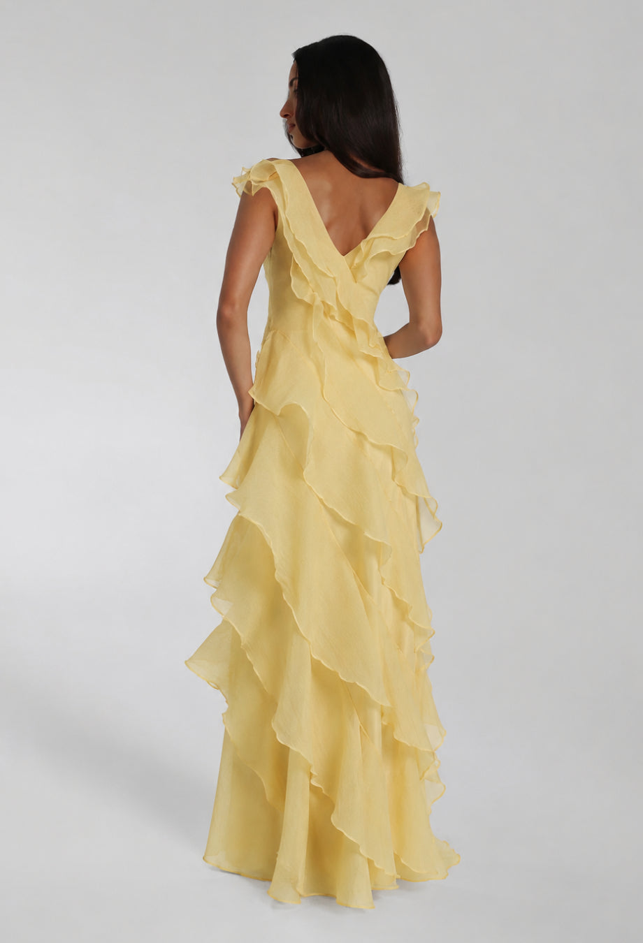 Malila Layered Ruffle Maxi Dress Butter Yellow