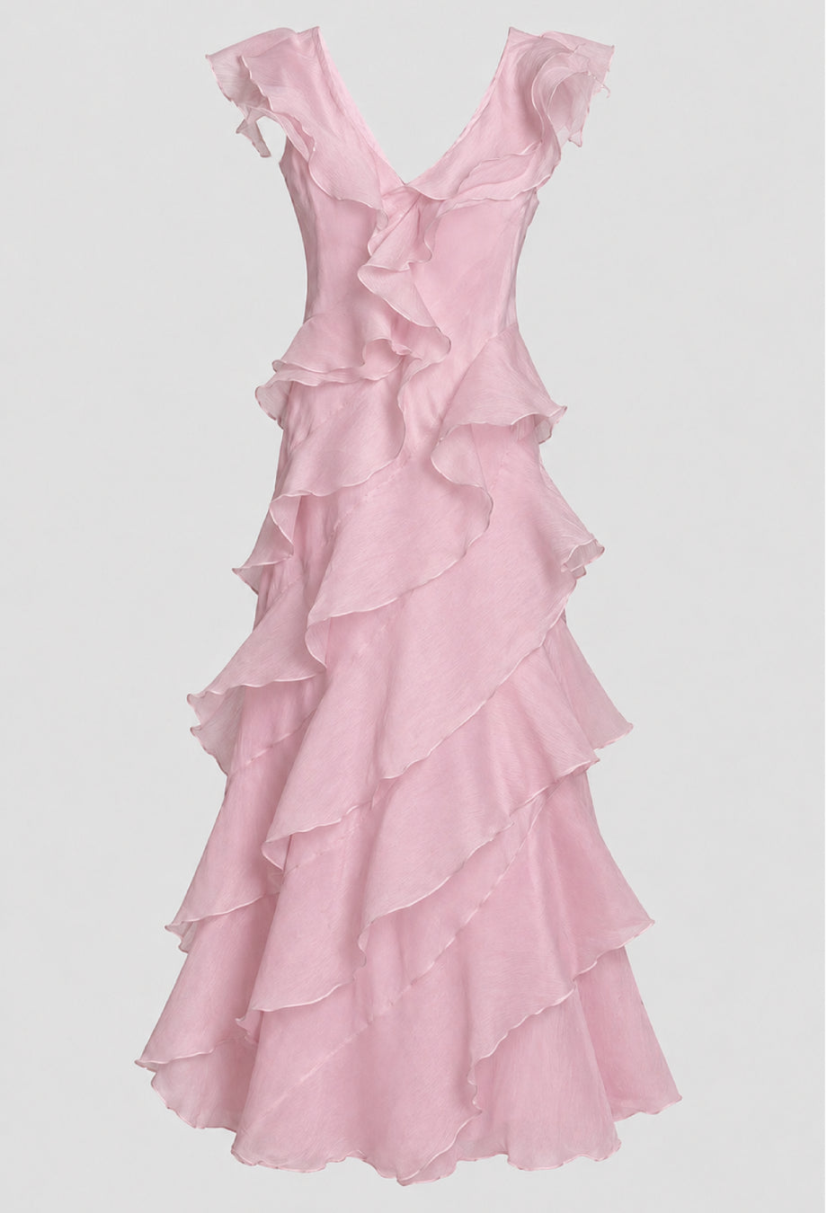 Malila Layered Ruffle Maxi Dress Blush Pink