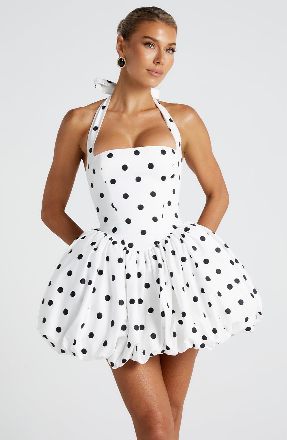 Maricia Mini Dress Black Polka Dot Print