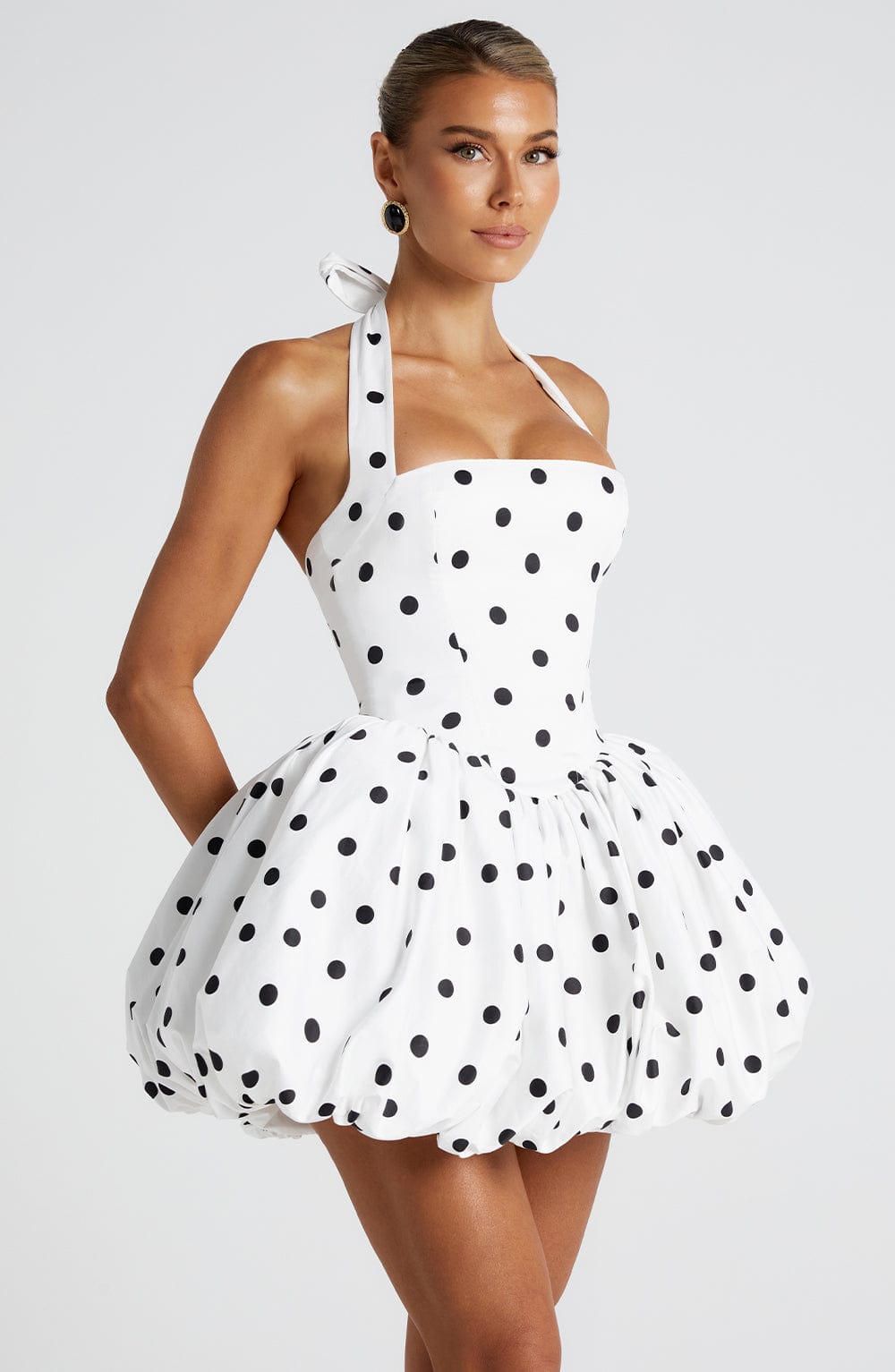 Maricia Mini Dress Black Polka Dot Print