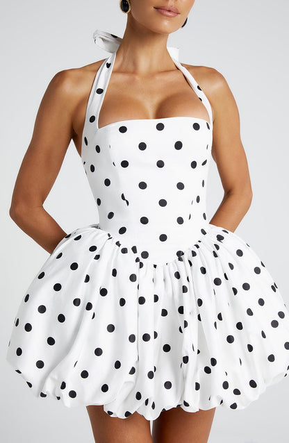 Maricia Mini Dress Black Polka Dot Print