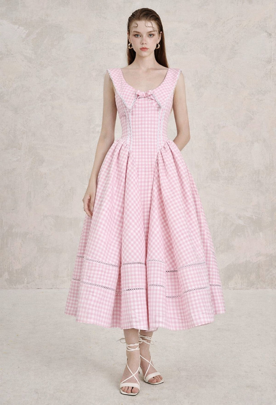Marilyn Gingham Midi Sundress Pink