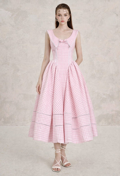 Marilyn Gingham Midi Sundress Pink