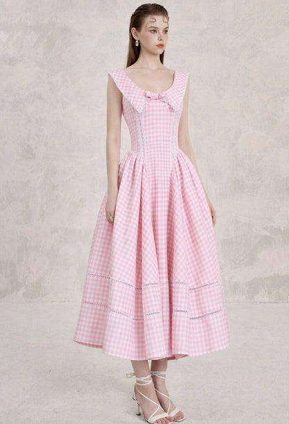 Marilyn Gingham Midi Sundress Pink