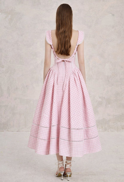 Marilyn Gingham Midi Sundress Pink