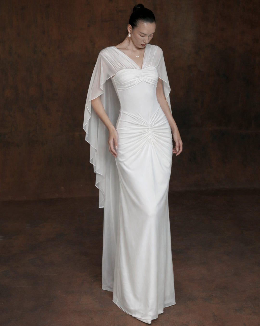Mary Rose Maxi Dress with Shawl White
