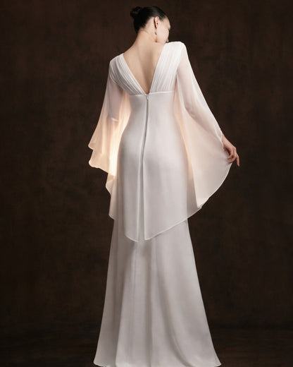 Mary Rose Maxi Dress with Shawl White