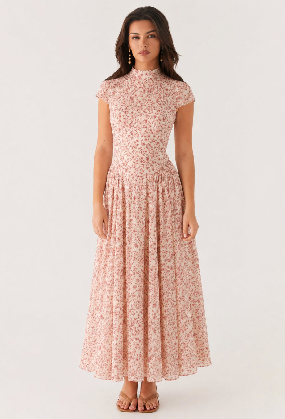 Maven Floral Print Midi Dress Pink