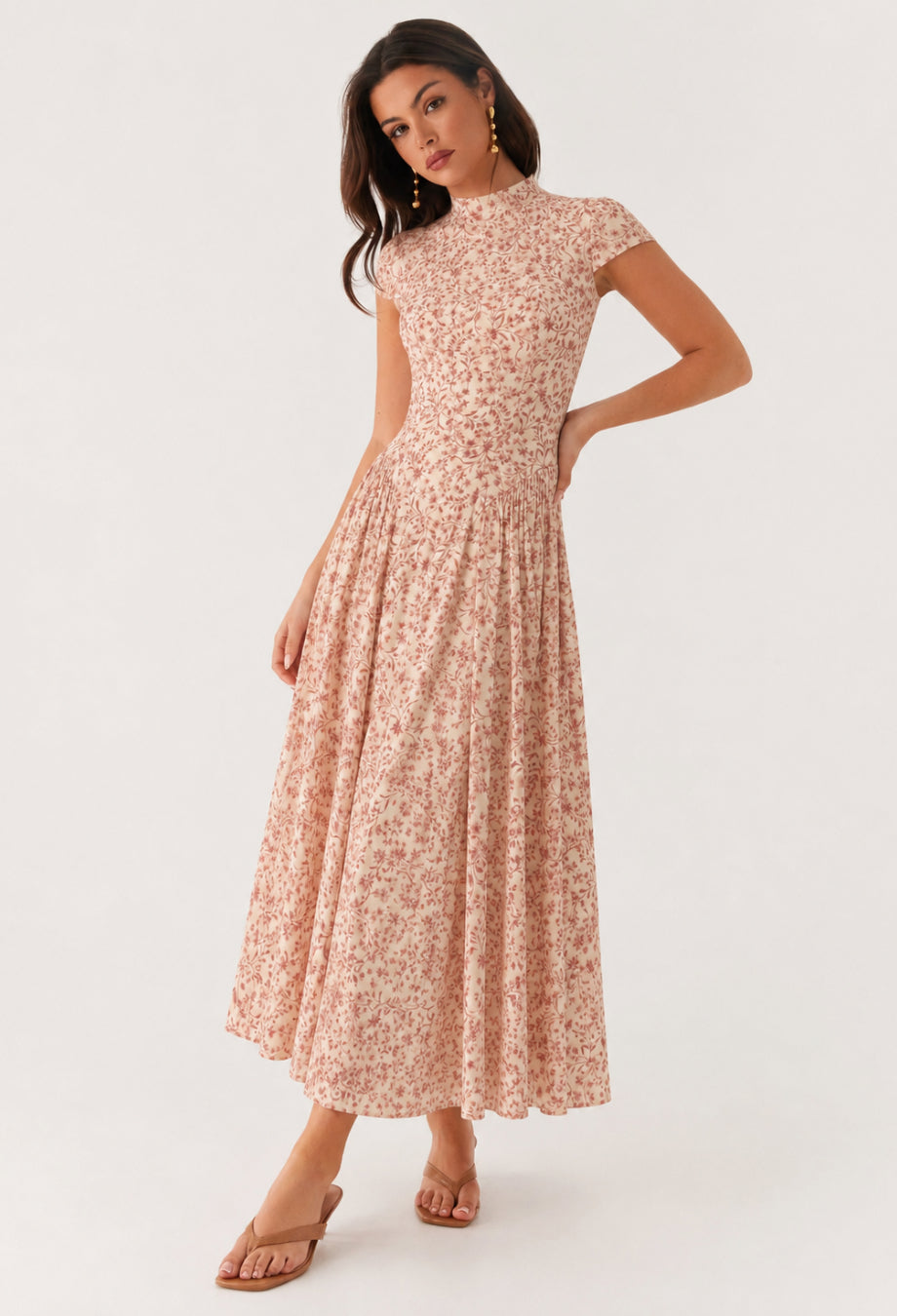 Maven Floral Print Midi Dress Pink