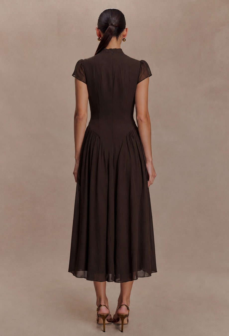 Maven Midi Dress Coffee Brown