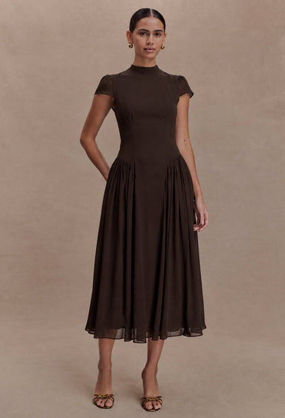 Maven Midi Dress Coffee Brown