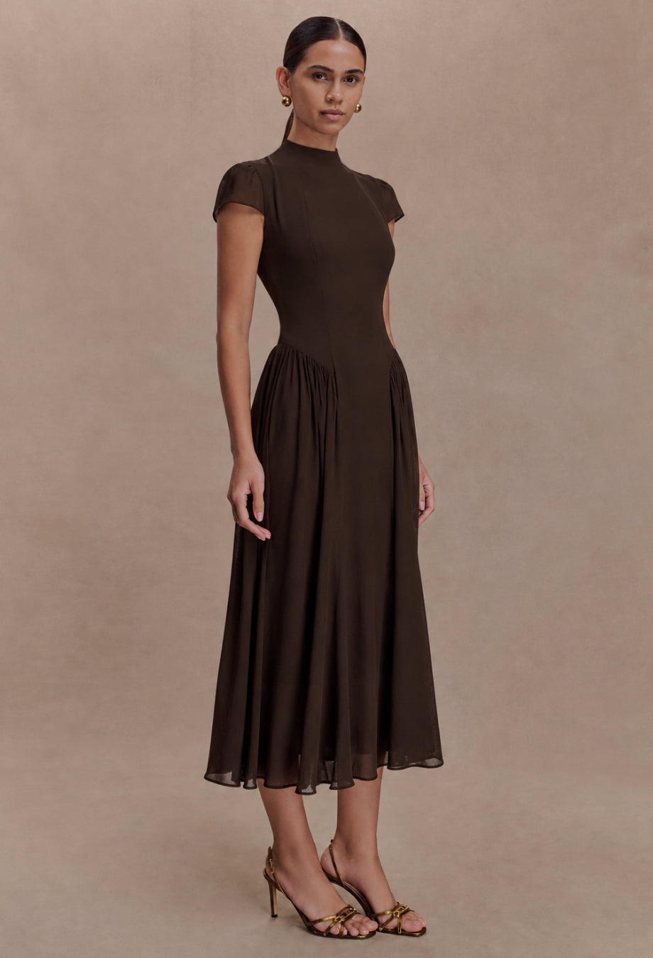 Maven Midi Dress Coffee Brown