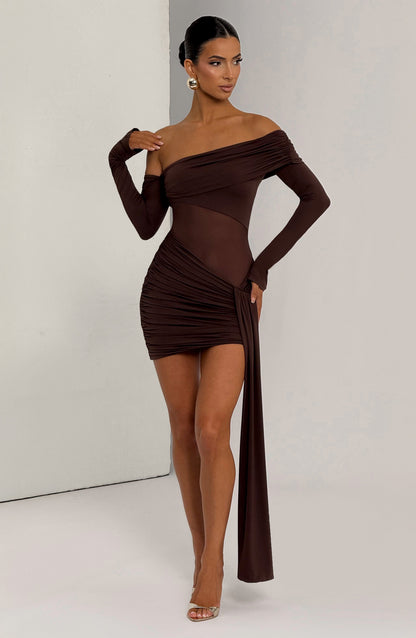 Mavra Mini Dress Plum Brown