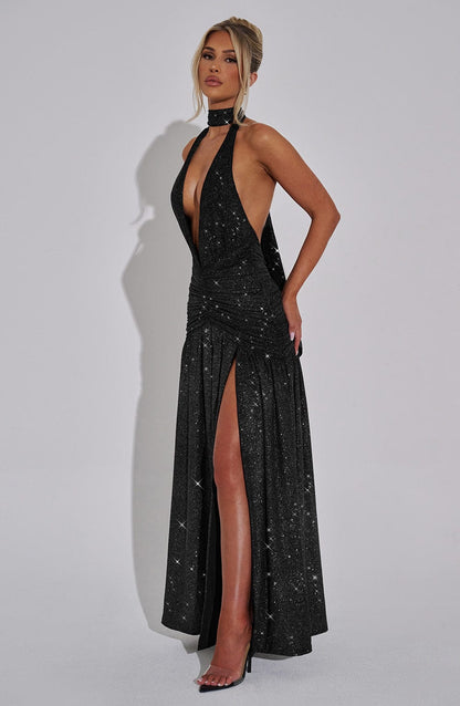 Melania Maxi Dress Black Sparkle