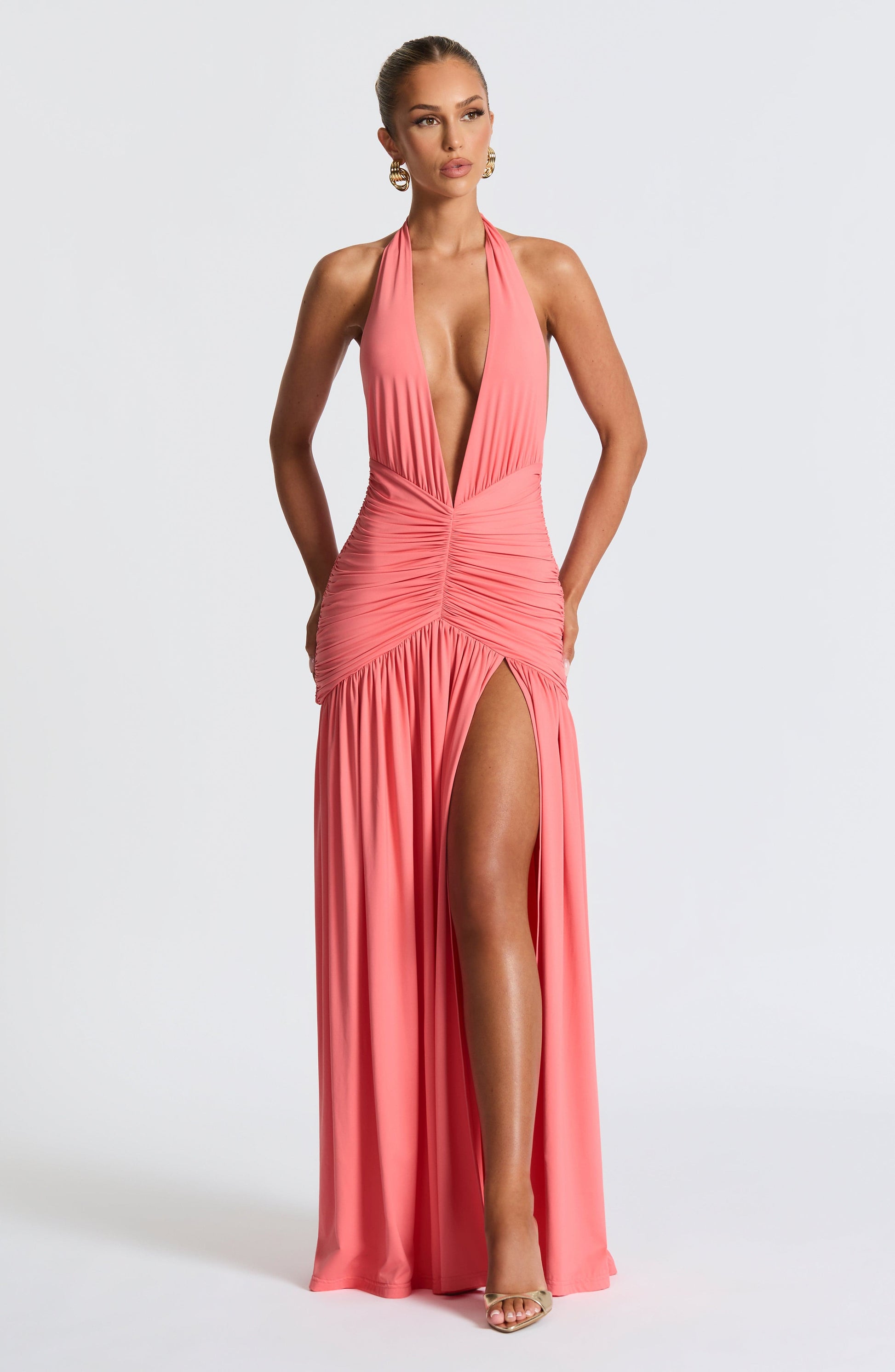 Melania Maxi Dress Coral Pink