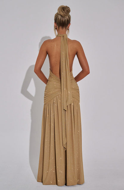 Melania Maxi Dress Gold Sparkle