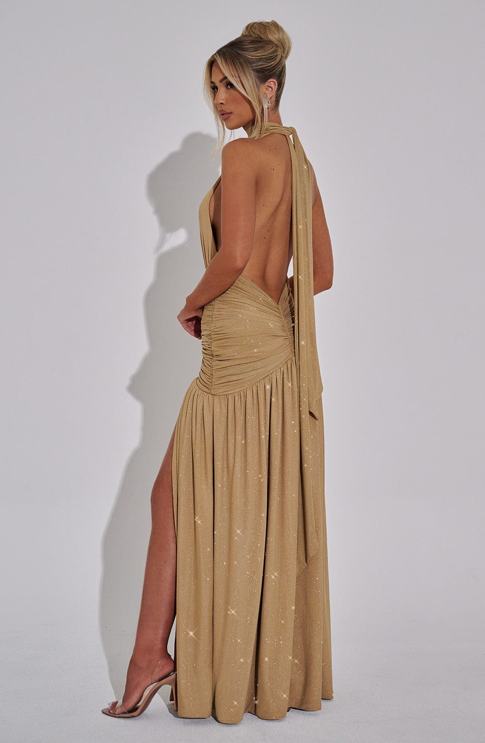 Melania Maxi Dress Gold Sparkle