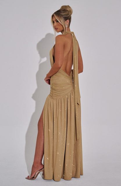 Melania Maxi Dress Gold Sparkle