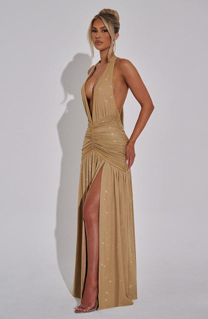 Melania Maxi Dress Gold Sparkle