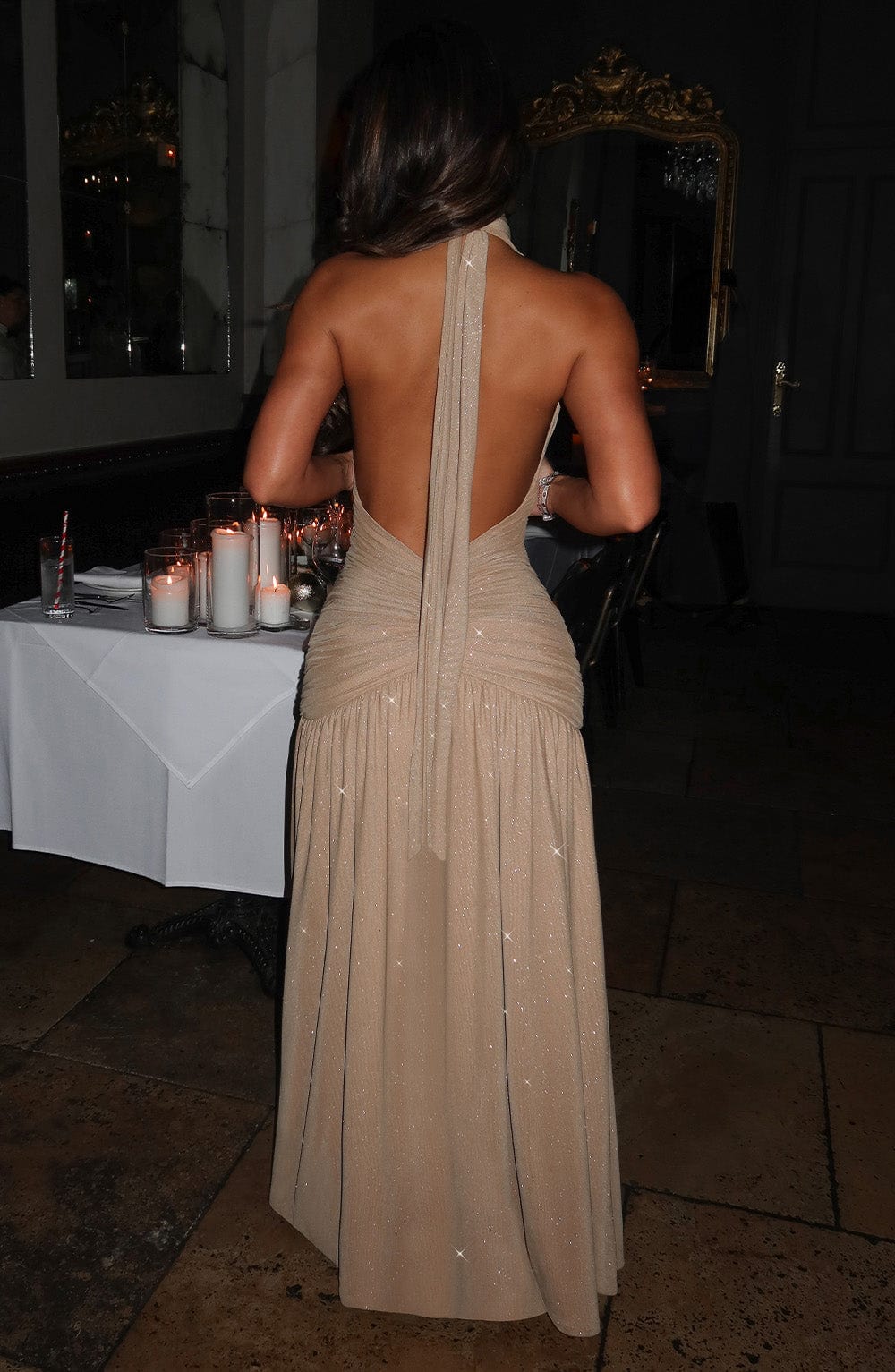Melania Maxi Dress Gold Sparkle