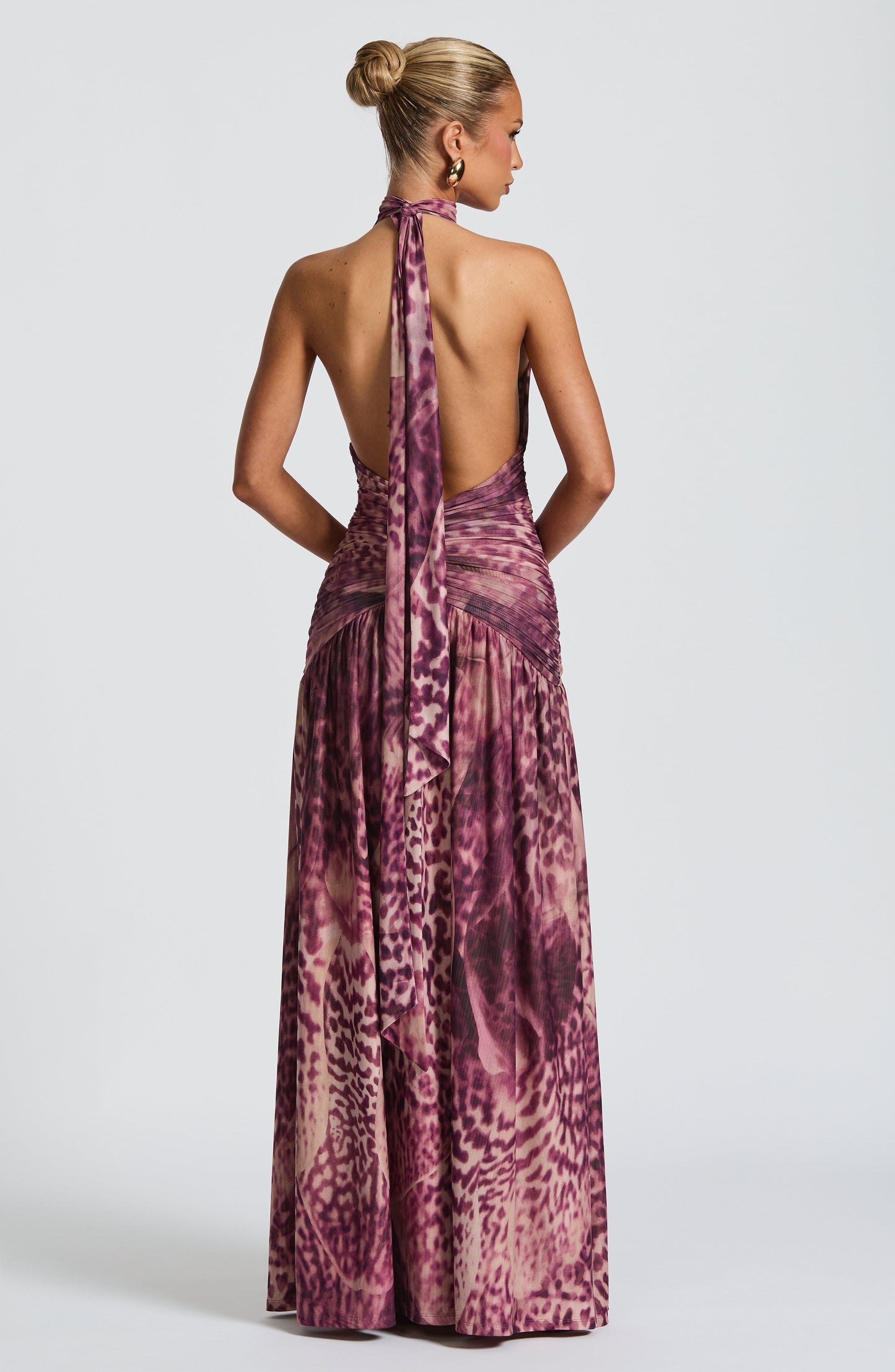 Melania Maxi Dress Magenta Orchid Print