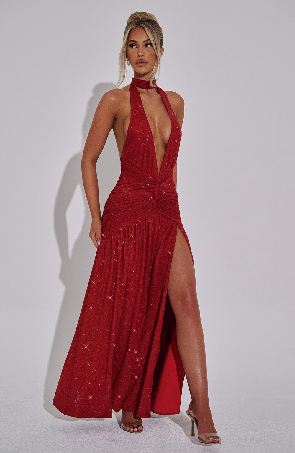Melania Maxi Dress Red Sparkle