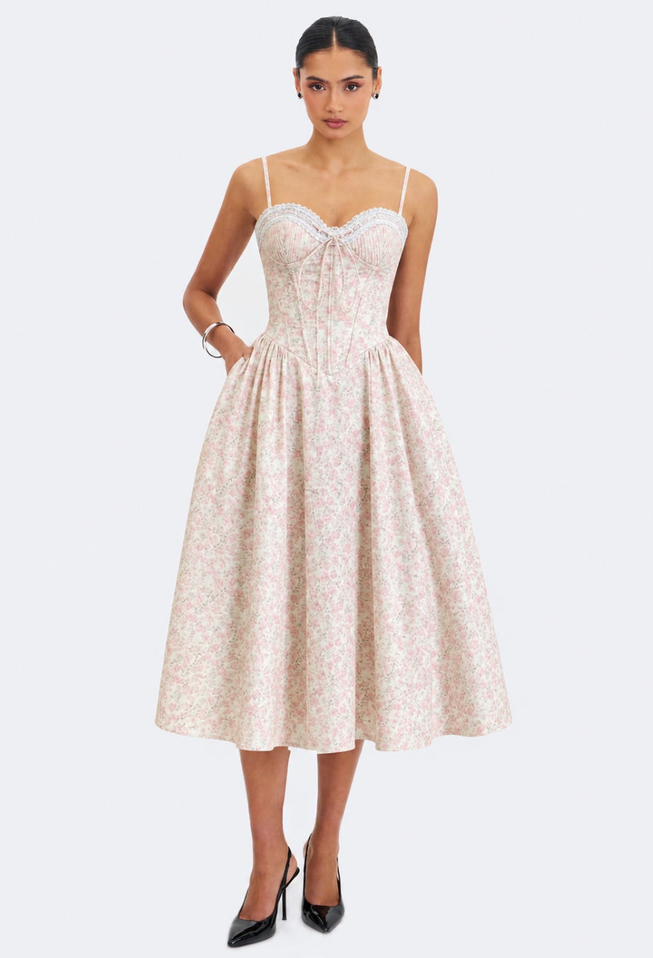 Melody Floral Midi Dress Pink