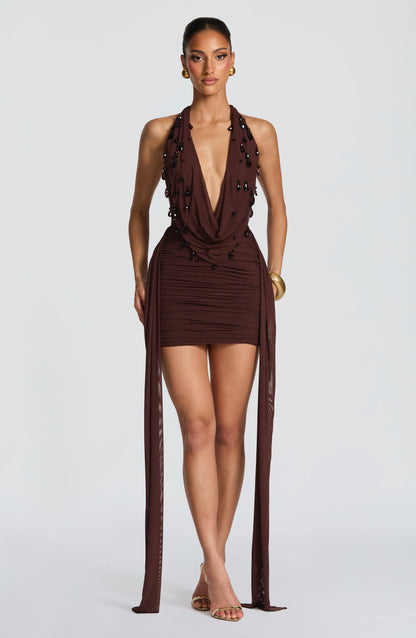 Melona Mini Dress Plum Brown