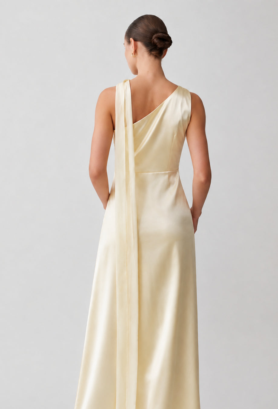 Merritt Light Yellow Maxi Dress with Neck Scarf