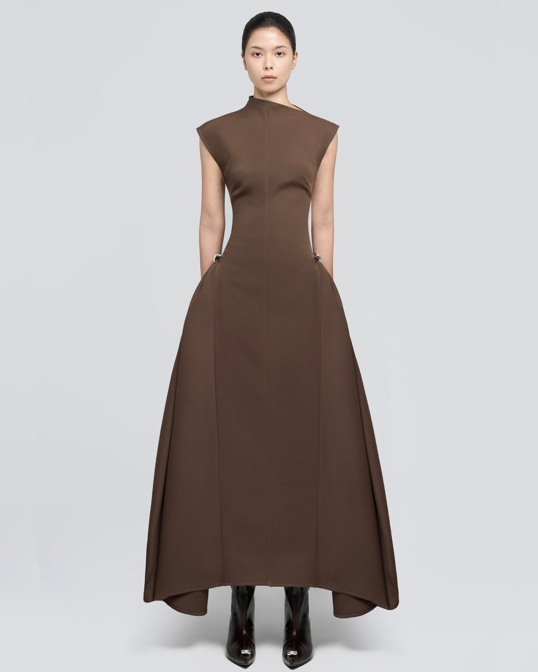 Mesha Midi Dress Brown
