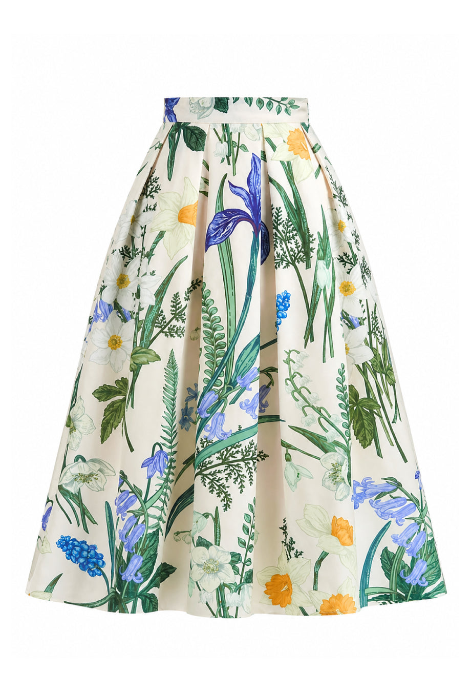 Millie Vintage Pleated Floral Midi Skirt