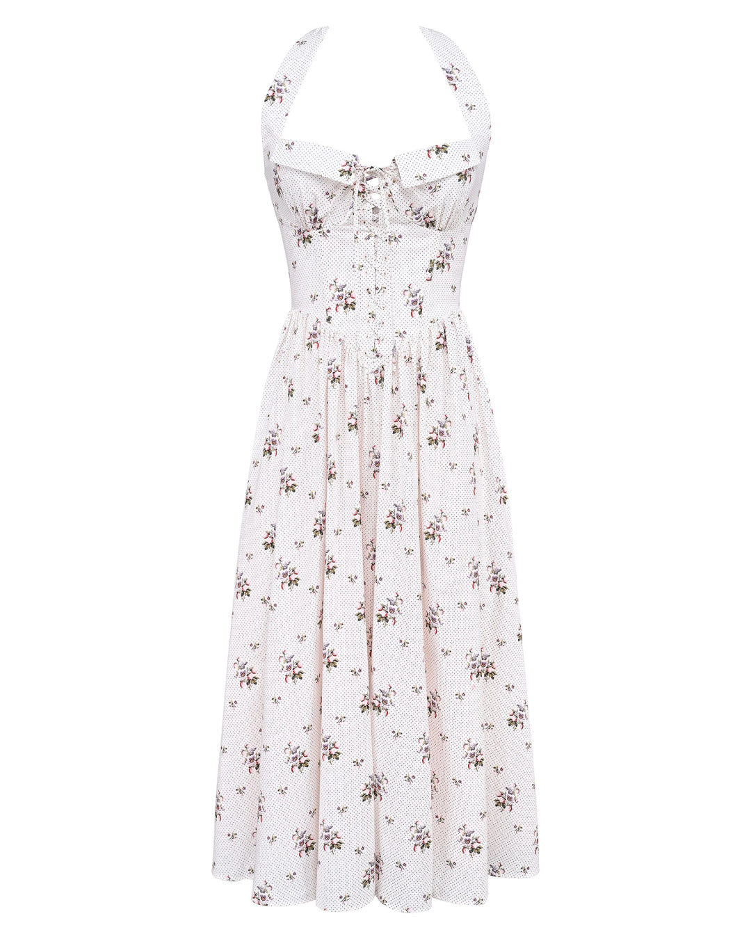 Minerva Cotton Halter Neck Midi Dress Floral Print