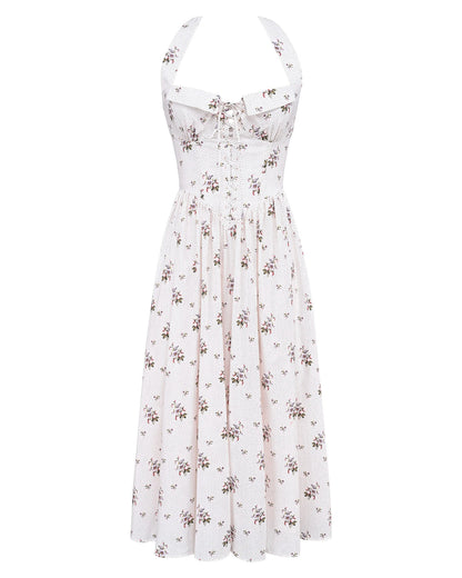 Minerva Cotton Halter Neck Midi Dress Floral Print