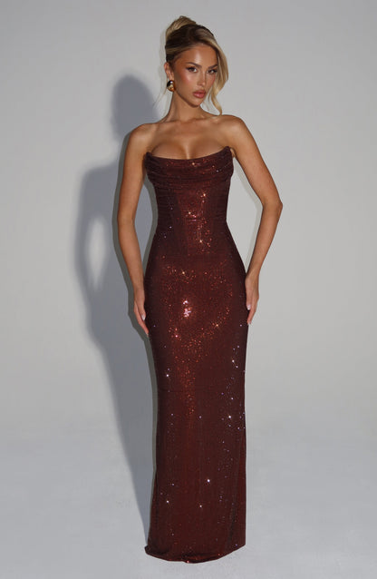 Mirabella Maxi Dress Plum Brown