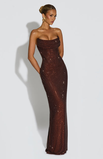 Mirabella Maxi Dress Plum Brown