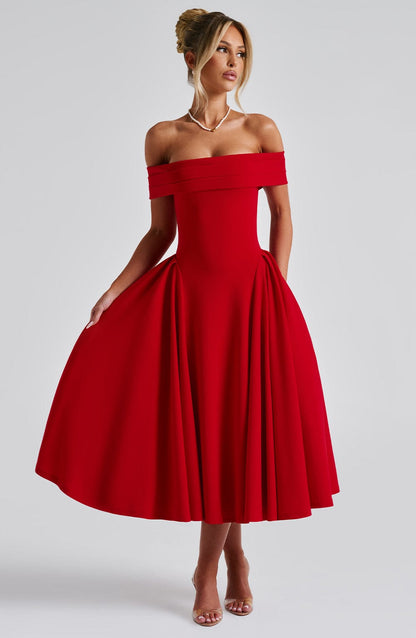 Miranda Midi Dress Red