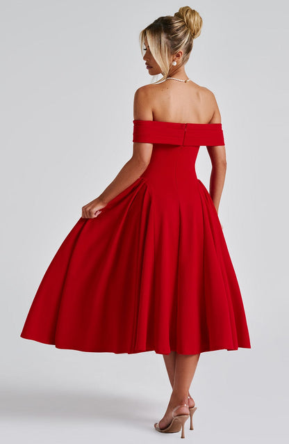 Miranda Midi Dress Red