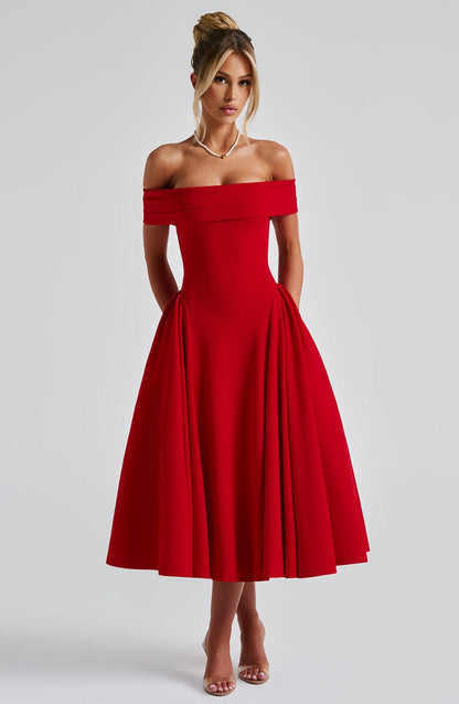 Miranda Midi Dress Red