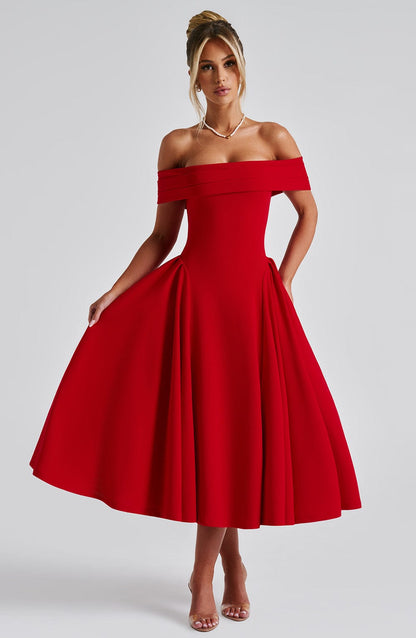 Miranda Midi Dress Red