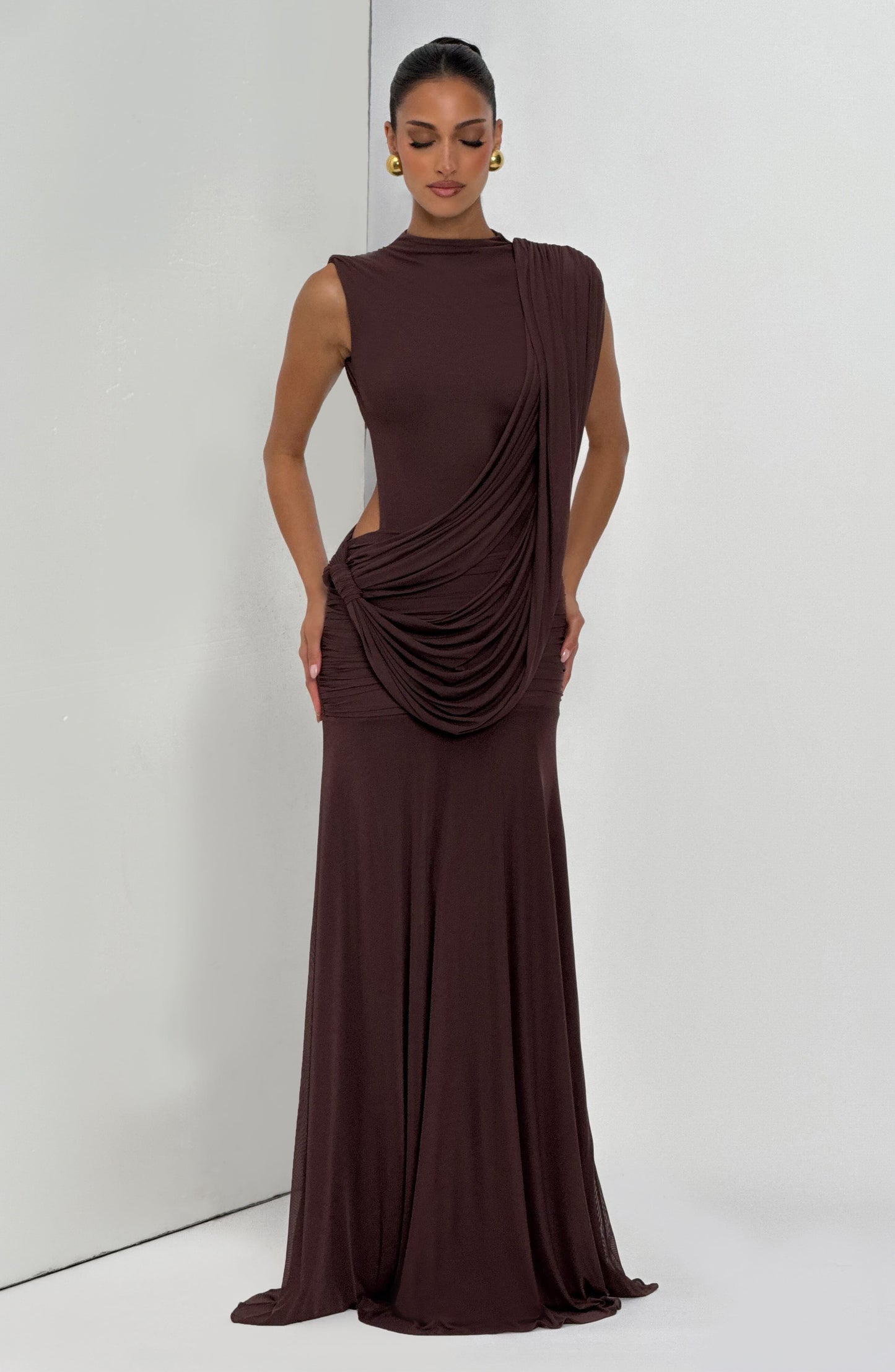 Mireya Maxi Dress Plum Brown