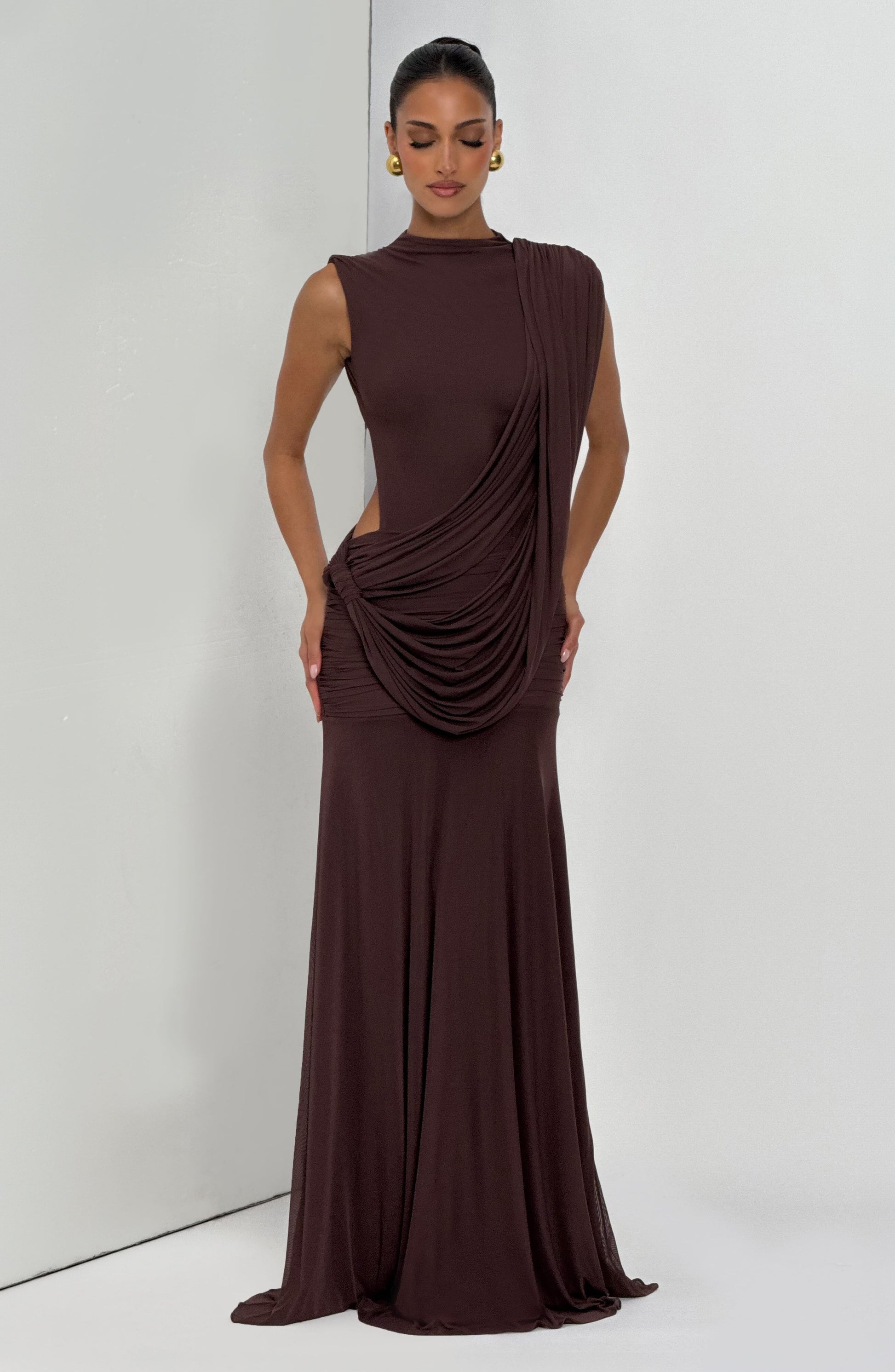 Mireya Maxi Dress Plum Brown