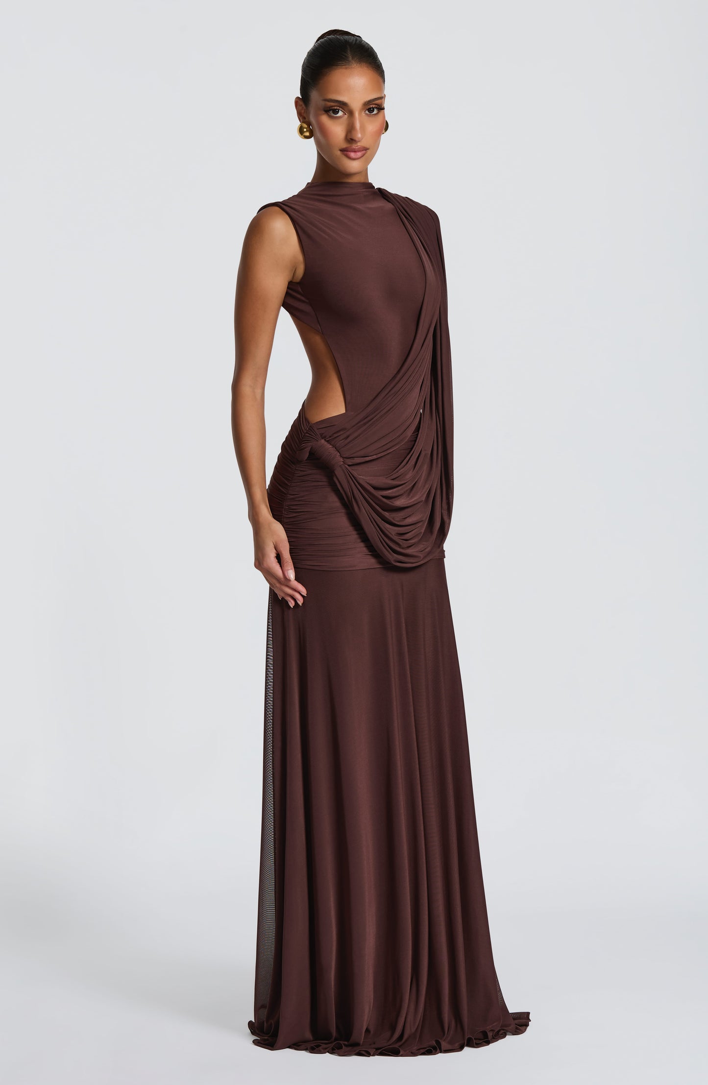 Mireya Maxi Dress Plum Brown