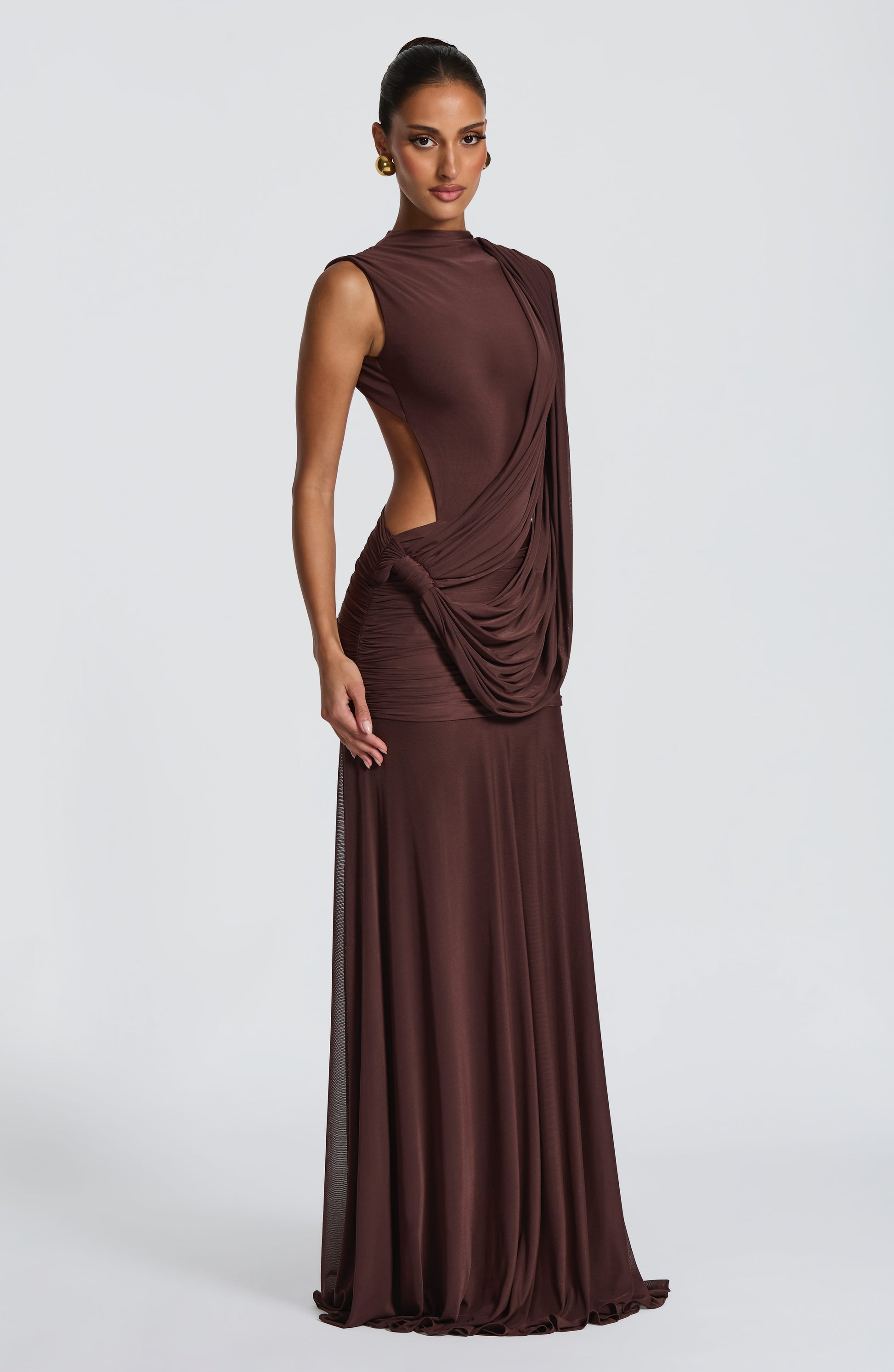 Mireya Maxi Dress Plum Brown