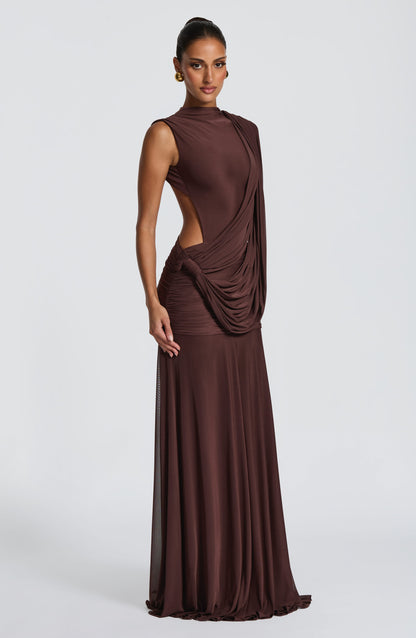 Mireya Maxi Dress Plum Brown