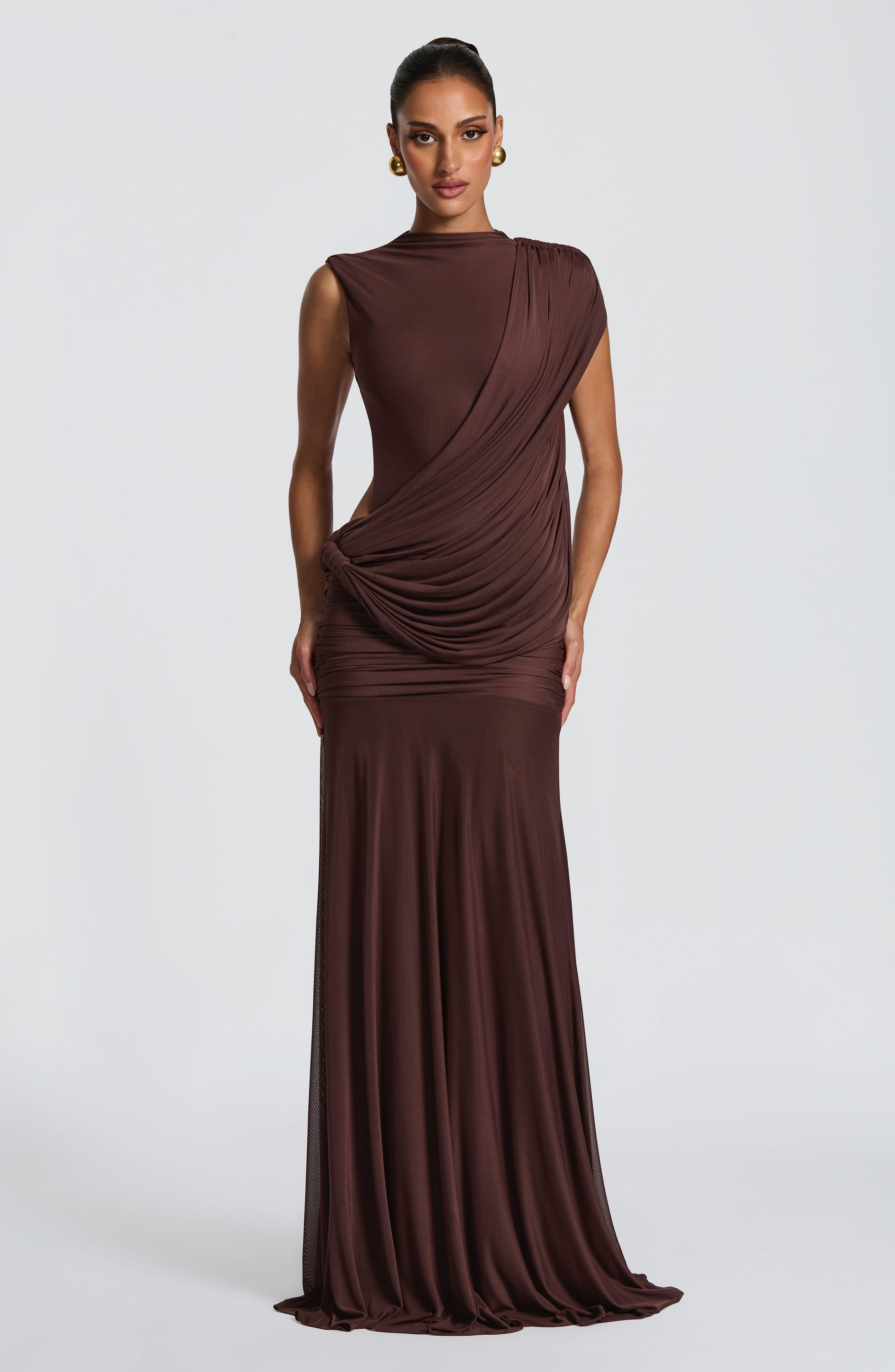 Mireya Maxi Dress Plum Brown
