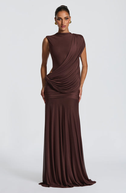 Mireya Maxi Dress Plum Brown