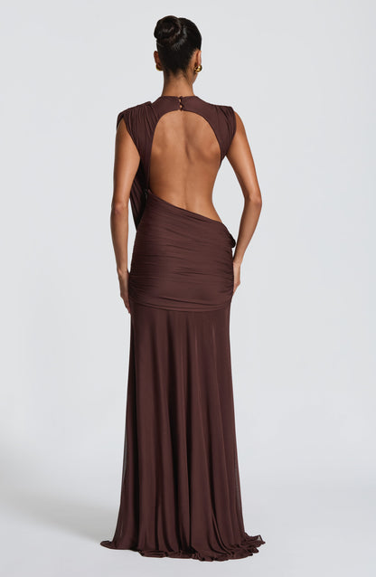 Mireya Maxi Dress Plum Brown