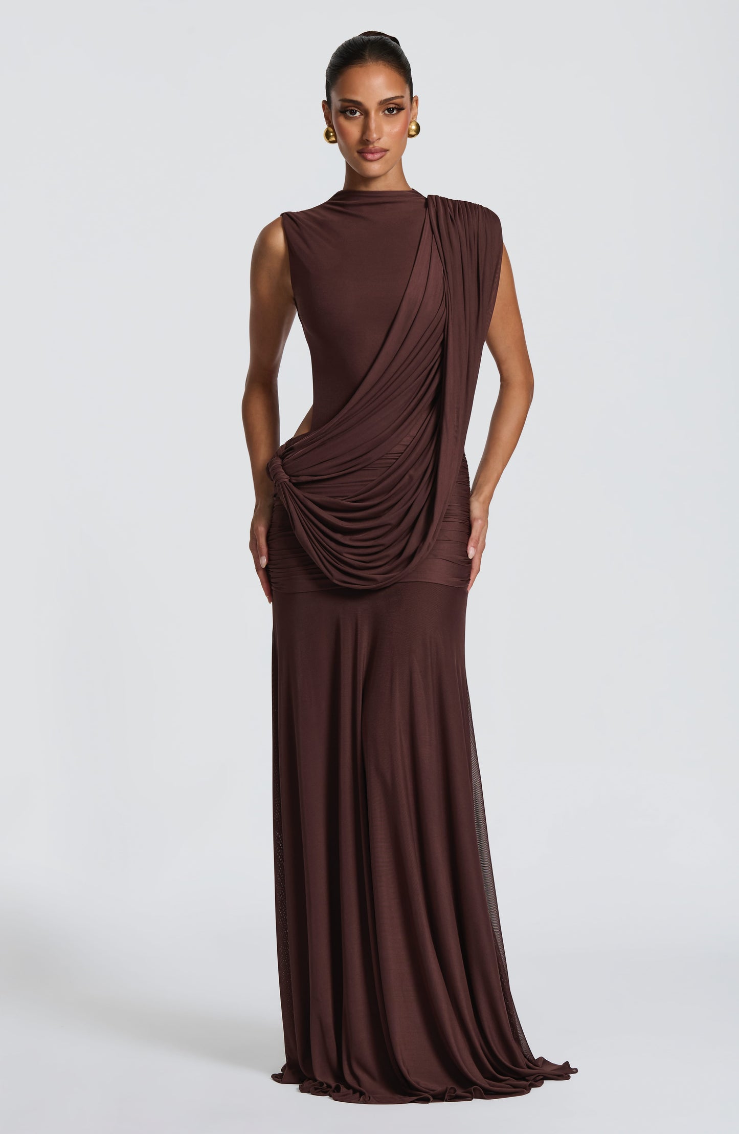 Mireya Maxi Dress Plum Brown