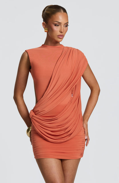 Mireya Mini Dress Burnt Orange